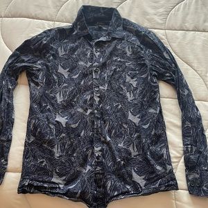 Mark Anthony Leaf Pattern Slim Fit Button Down Shirt